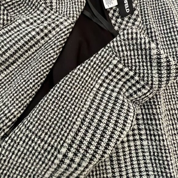 Karl Lagerfeld Women's White Black A line Paris Button Tweet Skirt Size 12 - Picture 8 of 9